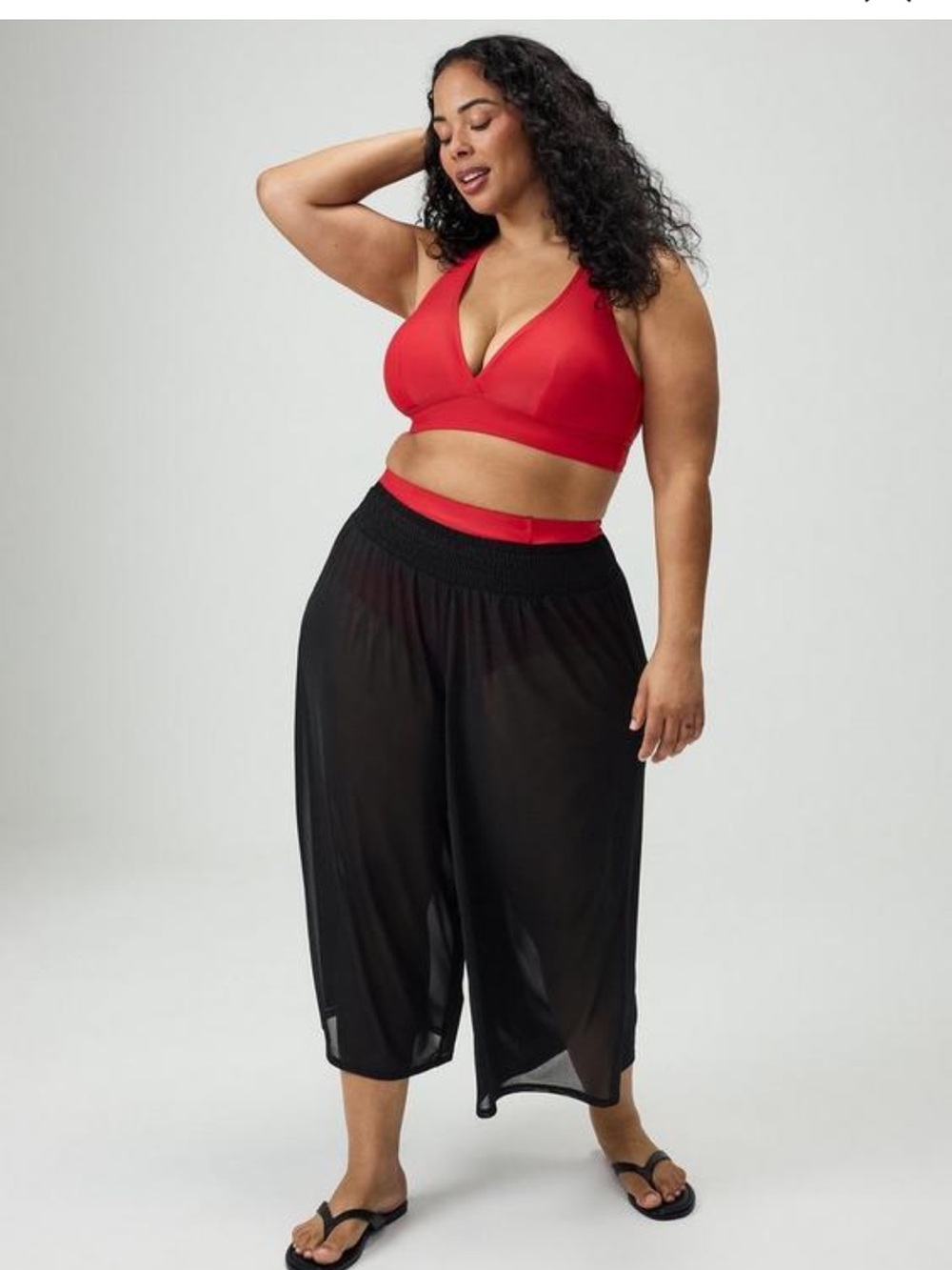 Torrid Mesh High Waist Swim Cover Up Pants, Berry, 1X 14/16 NEW
